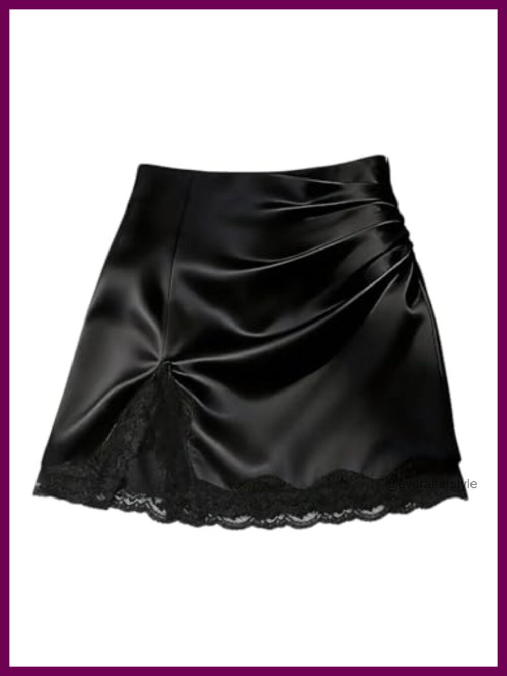 Lace Satin Mini Skirt Y2k Ruched Slit Bodycon Party Club Night Out